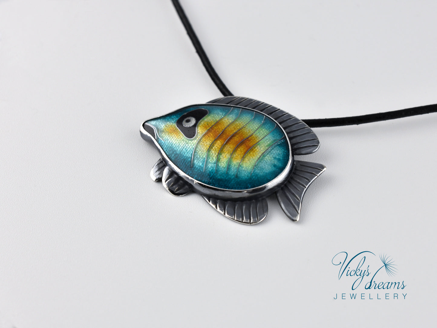 Tropical fish Cloisonné enamel pendant