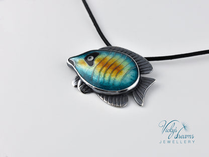 Tropical fish Cloisonné enamel pendant