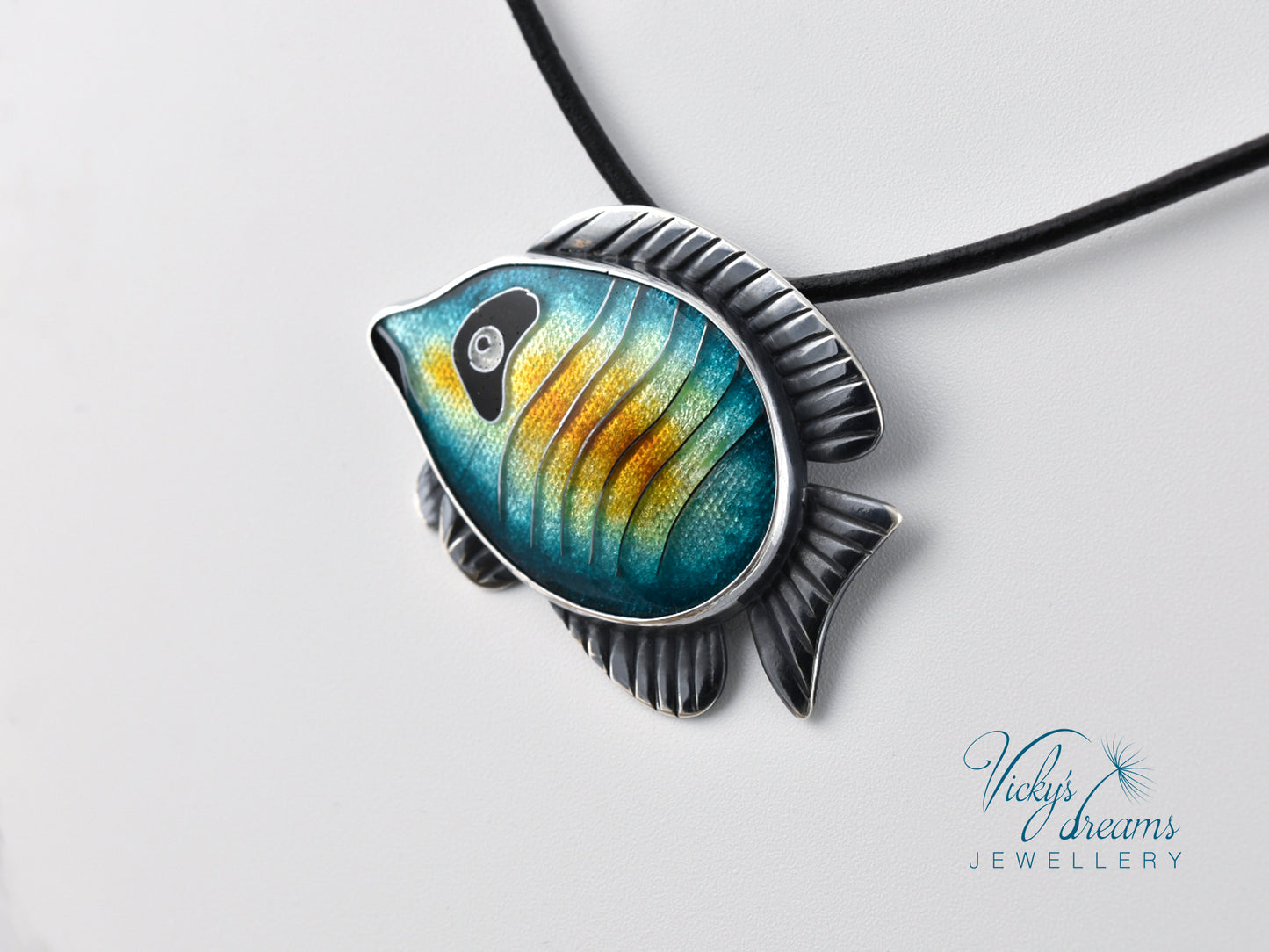 Tropical fish Cloisonné enamel pendant
