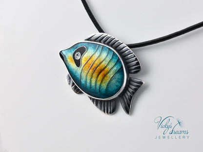 Tropical fish Cloisonné enamel pendant