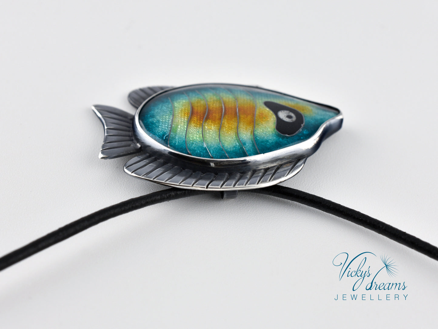 Tropical fish Cloisonné enamel pendant