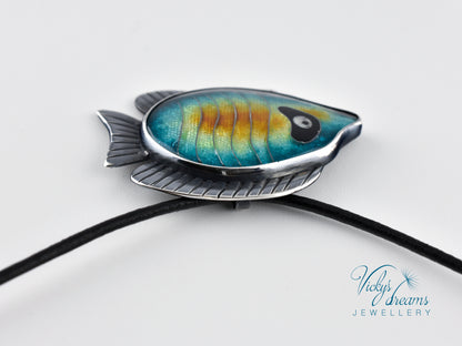Tropical fish Cloisonné enamel pendant