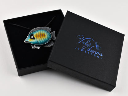 Tropical fish Cloisonné enamel pendant